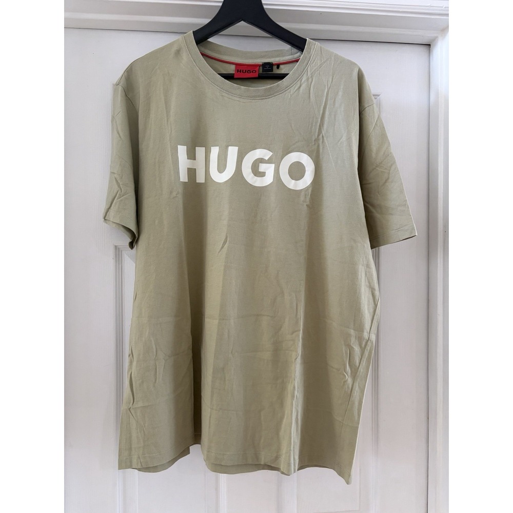 HUGO by Hugo Boss Logo Graphic T-Shirt Men XXL Beige/Tan Short Sleeve Casual Tee